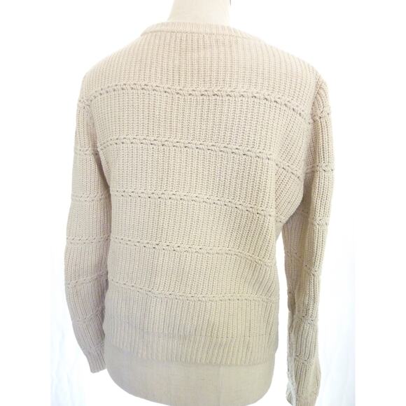 Madewell Cream Off White Crochet Knit Sweater Top Medium M Cotton Blend - Picture 3 of 7
